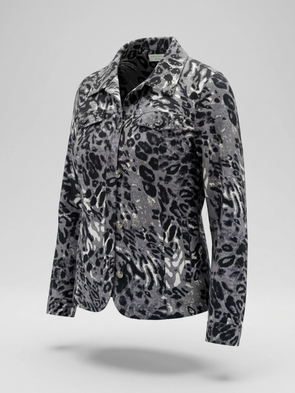 Laura Ashley Animal Print Button-Up Jacket with Stud Details - Size M - EUC